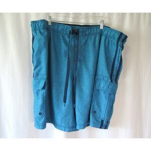 Ocean Pacific Swim Trunks Board Shorts Mens 3XL Teal Mesh Lined Drawstring